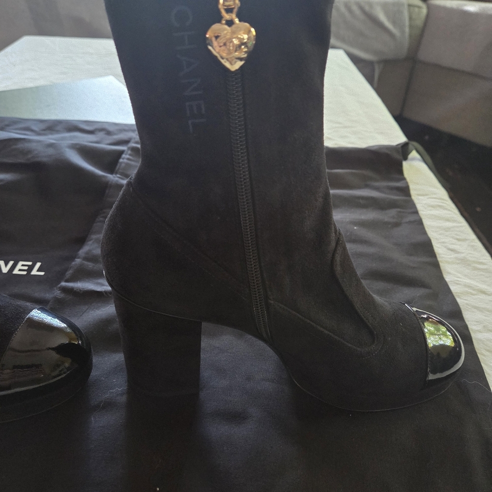 Chanel Suede Black Women's Boots New